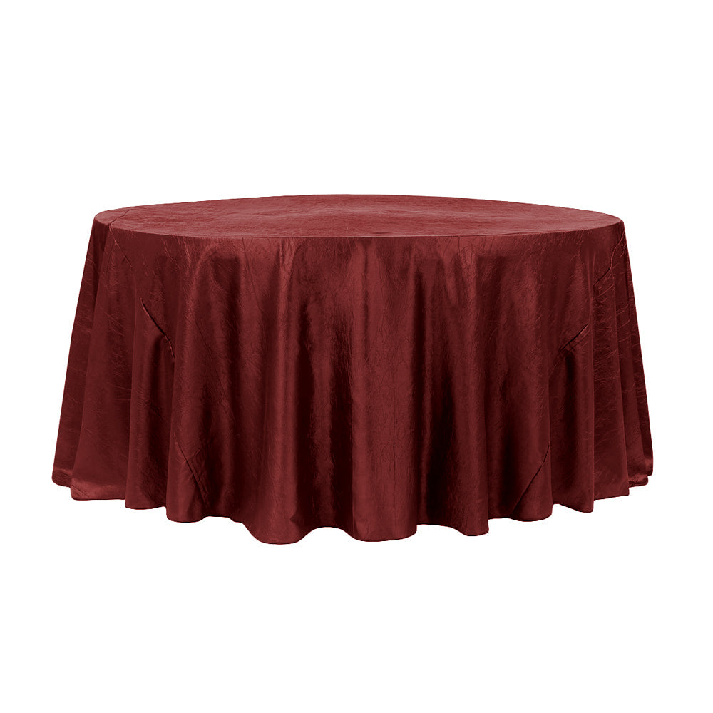 132″ Cranberry Crinkle Crushed Taffeta Round Tablecloth
