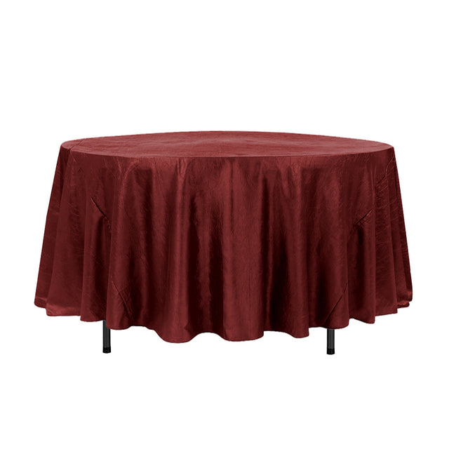 108″ Cranberry Crinkle Crushed Taffeta Round Tablecloth