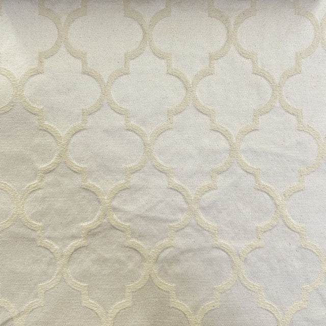 Crawford Fabric - Cotton Polyester Embossed Medallion Jacquard Fabric, Natural/Washed, 58" Width (1 Yard)