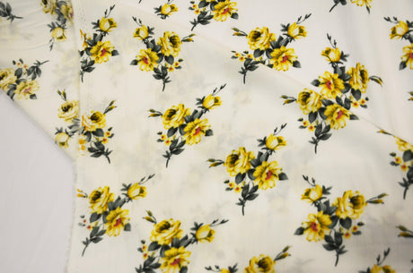 Love Flower Rayon Challis Fabric - Floral Print, 58/60" Width (1 Yard)