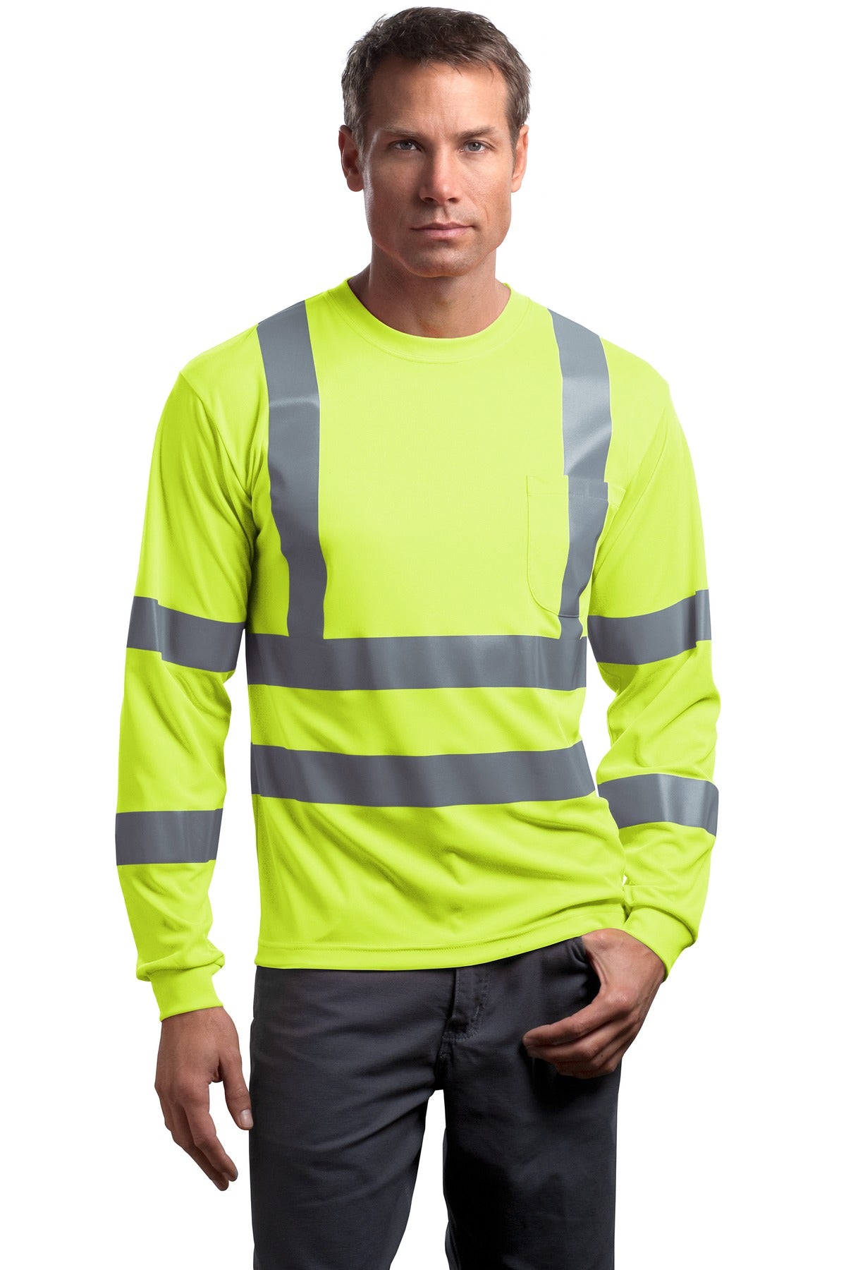 CornerStone® - ANSI 107 Class 3 Long Sleeve Snag-Resistant Reflective T-Shirt.