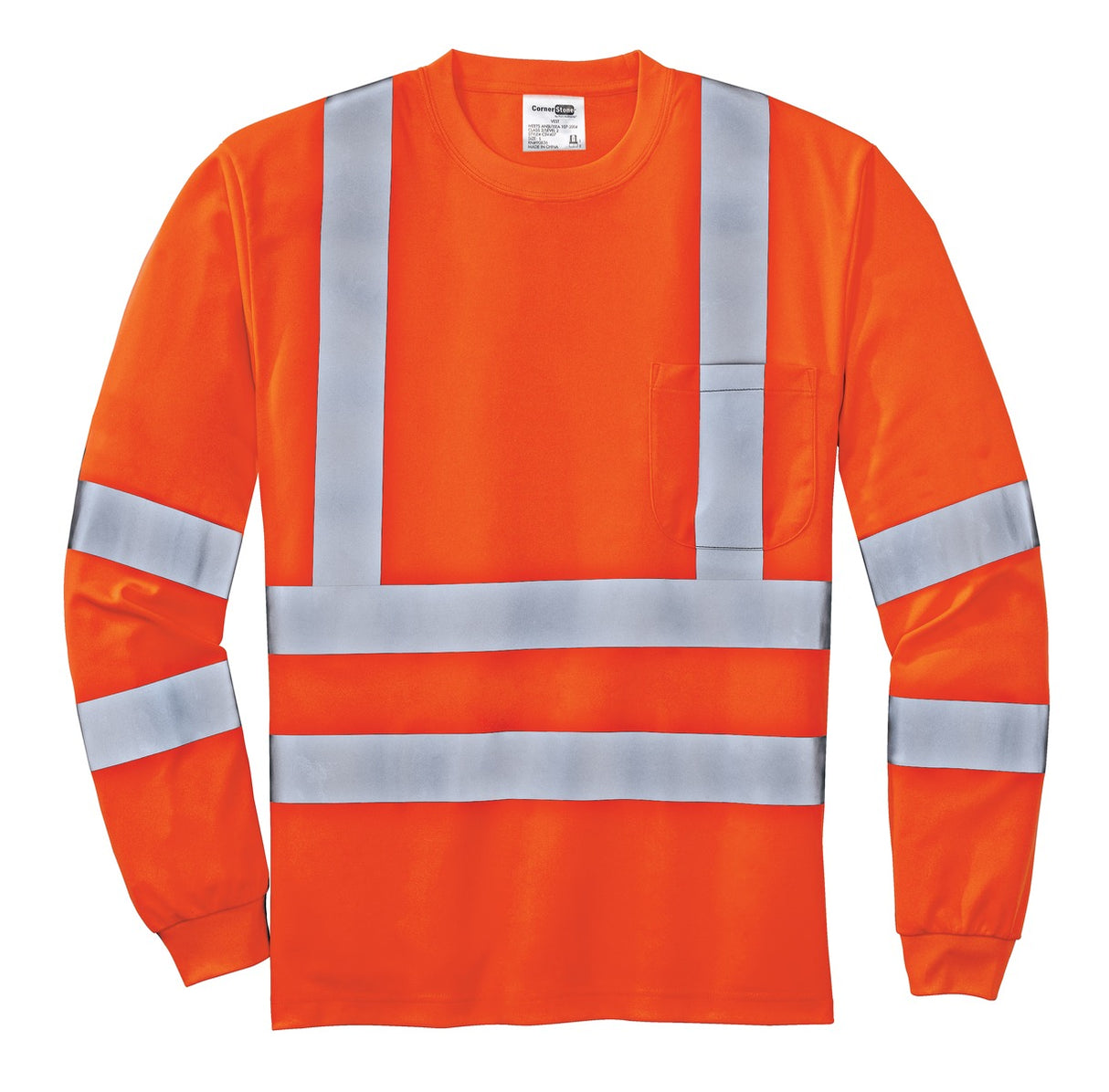 CornerStone® - ANSI 107 Class 3 Long Sleeve Snag-Resistant Reflective T-Shirt.