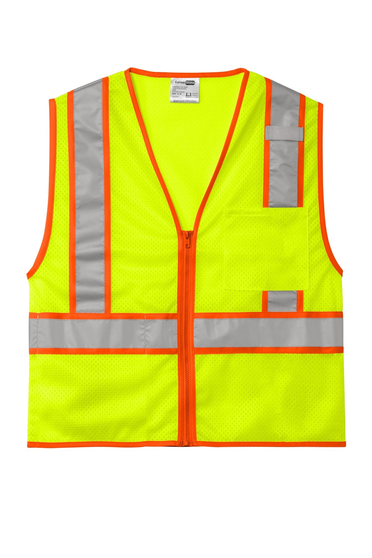 CornerStone ® ANSI 107 Class 2 Mesh Zippered Two-Tone Vest.