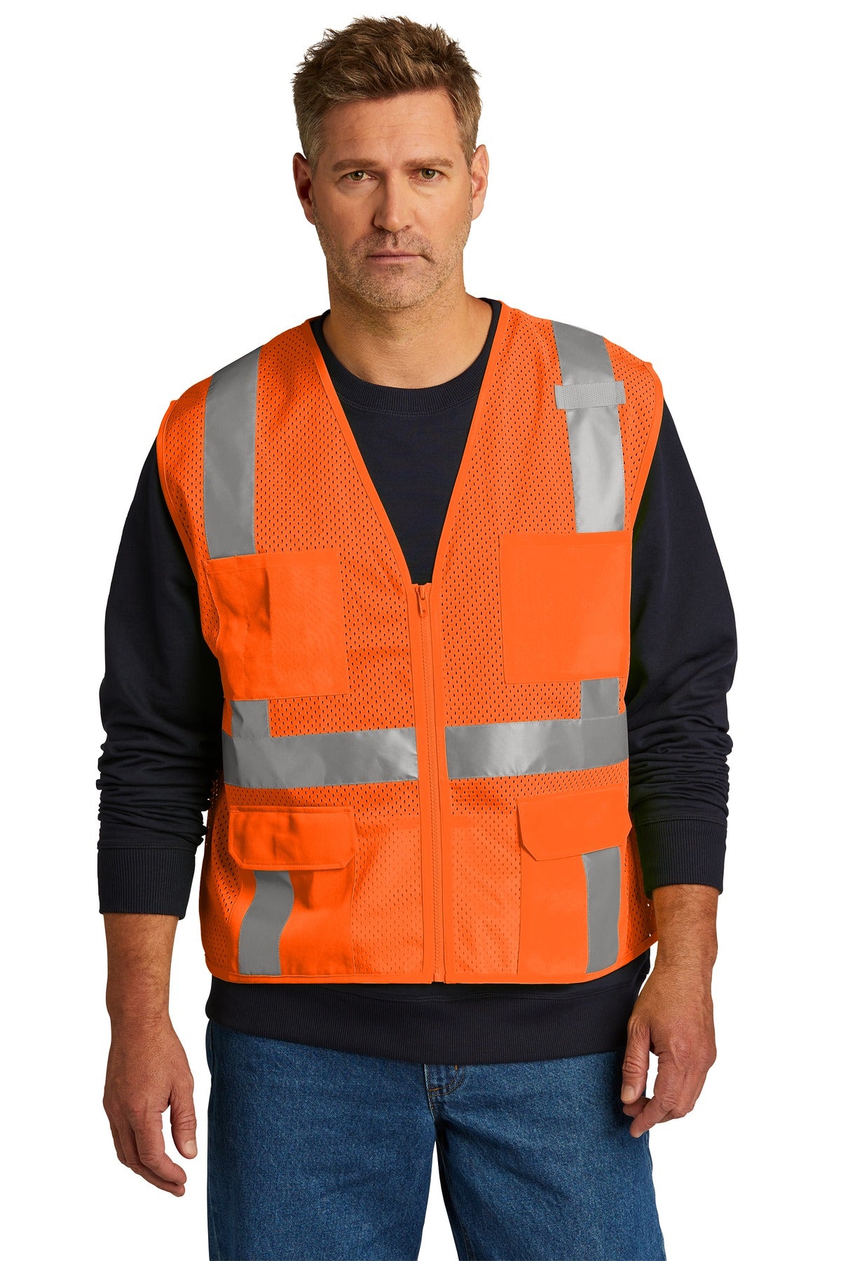 CornerStone ® ANSI 107 Class 2 Mesh Six-Pocket Zippered Vest.