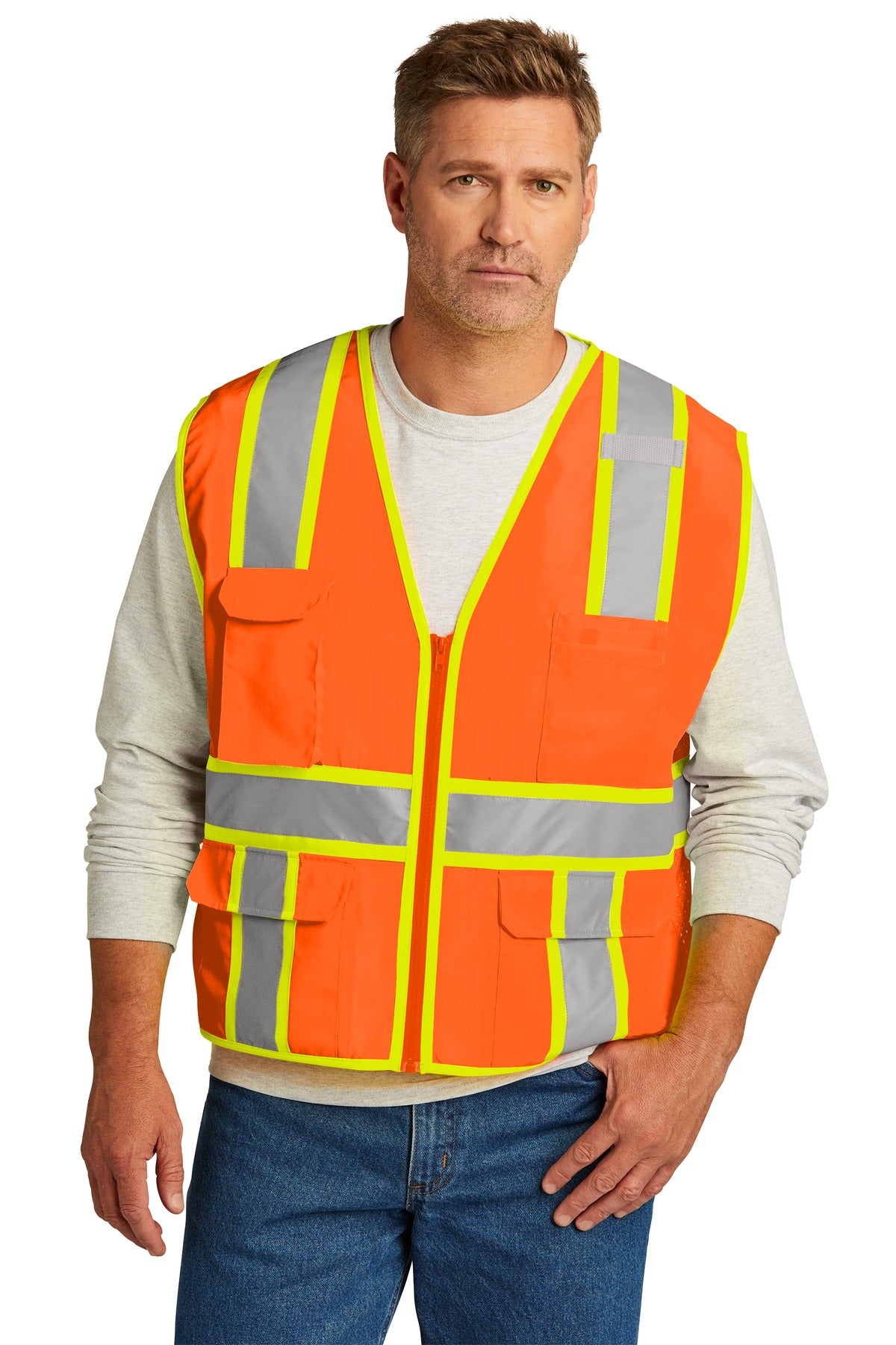 CornerStone ® ANSI 107 Class 2 Surveyor Zippered Two-Tone Vest.