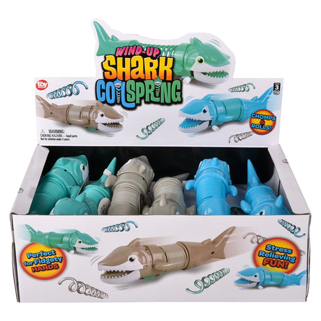 Wind Up Shark Coil Spring Toy 7" (1 DSP)