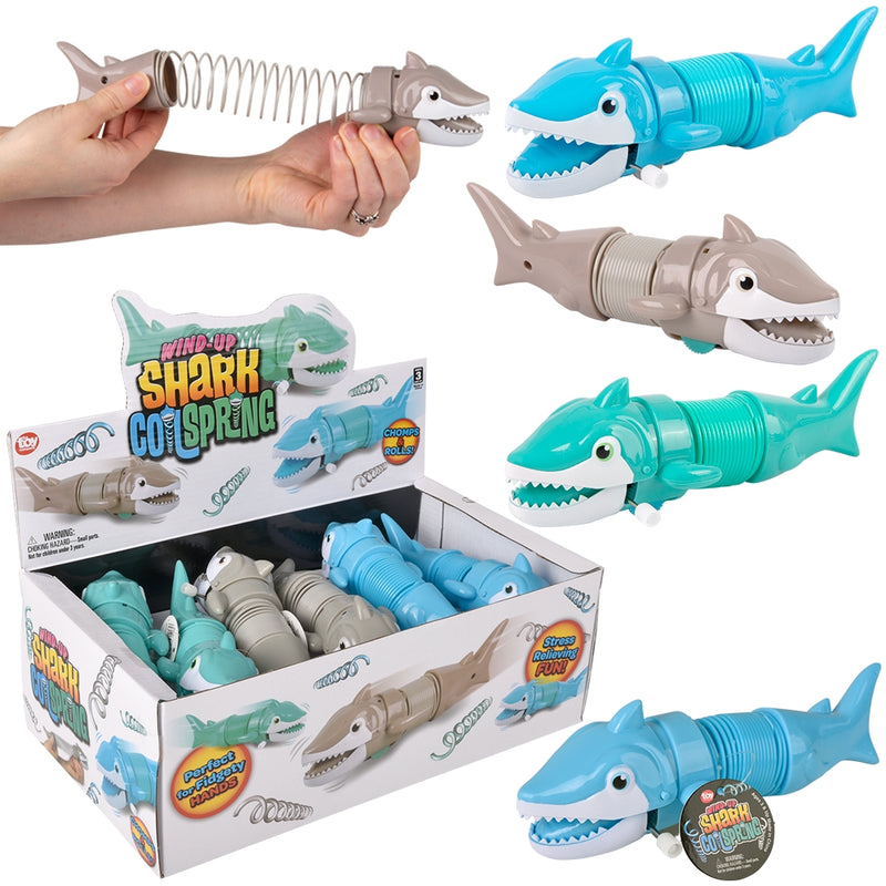 Wind Up Shark Coil Spring Toy 7" (1 DSP)