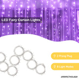 300 LED Curtain String Lights with Remote – Purple