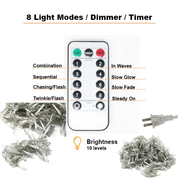 300 LED Curtain String Lights with Remote – Purple