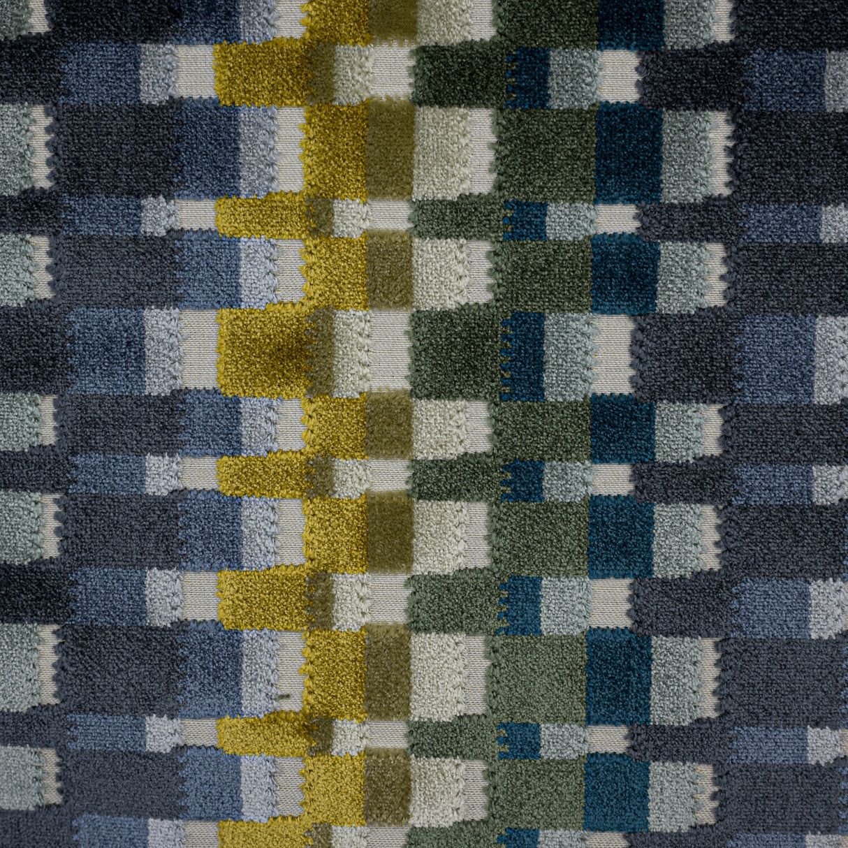 Multicolor Geometric Cut Velvet Upholstery Fabric