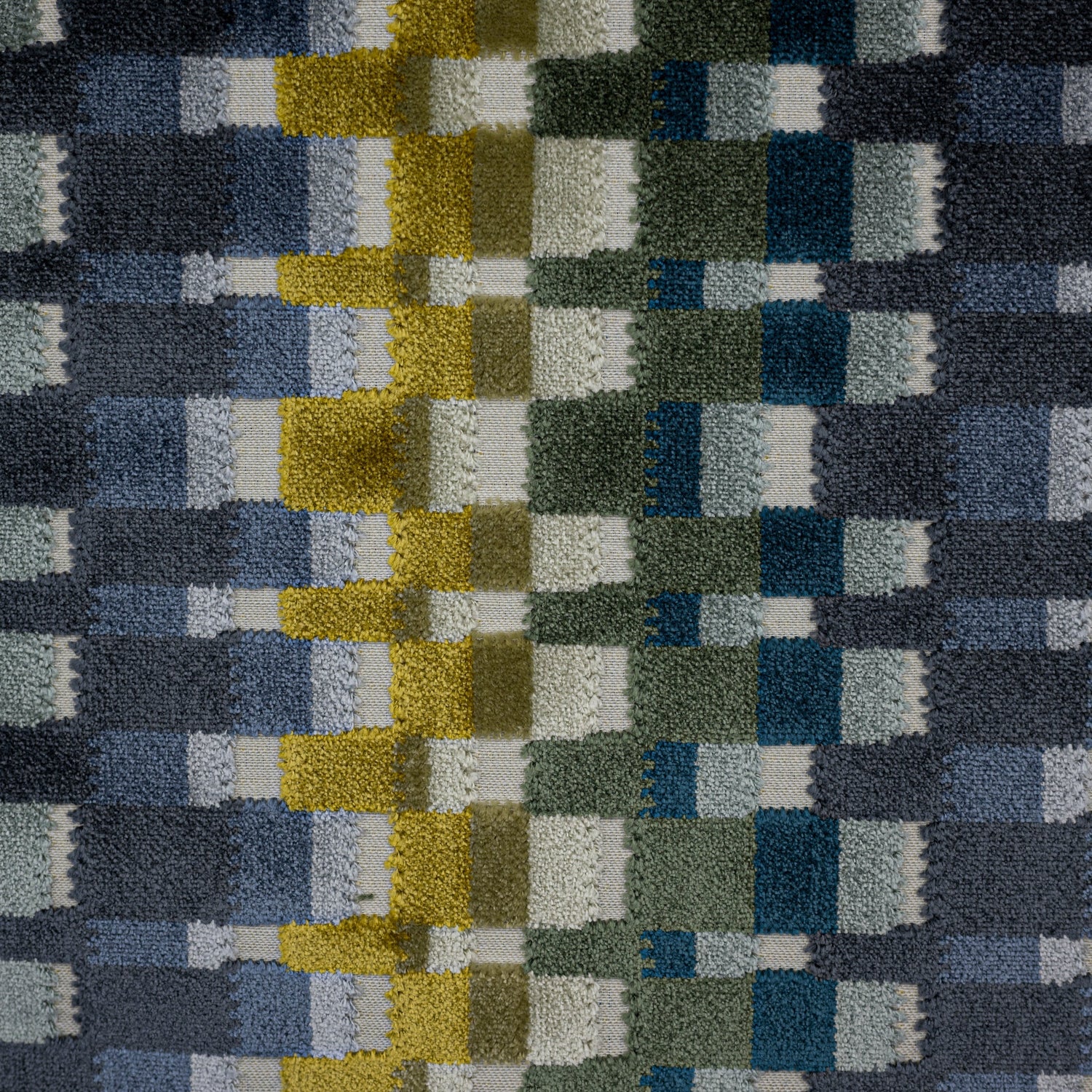 Multicolor Geometric Cut Velvet Upholstery Fabric
