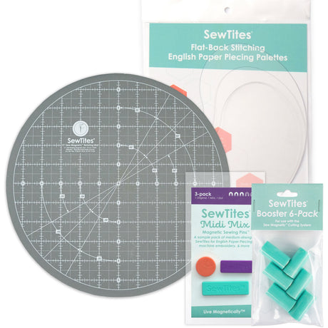 SewTites EPP Fussy Cutter'S Deluxe Bundle Sew Magnetic Cutting System - Assorted, EPP Tools, 11" Cutting Mat (1 Bundle)