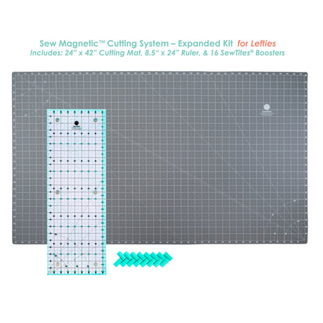 Sew Magnetic Cutting System Expanded Kit - Magnetic Cutting System, 24" X 42" Mat, 8.5" X 24" Ruler, 16 Boosters (1 Kit)