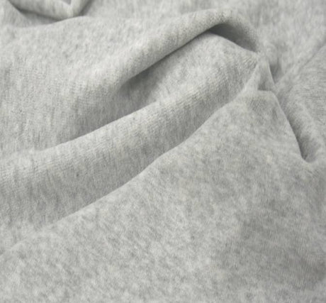 CVC Velour Cotton Polyester Fabric - Solid Heather Gray, 58/60" Width (1 Yard)