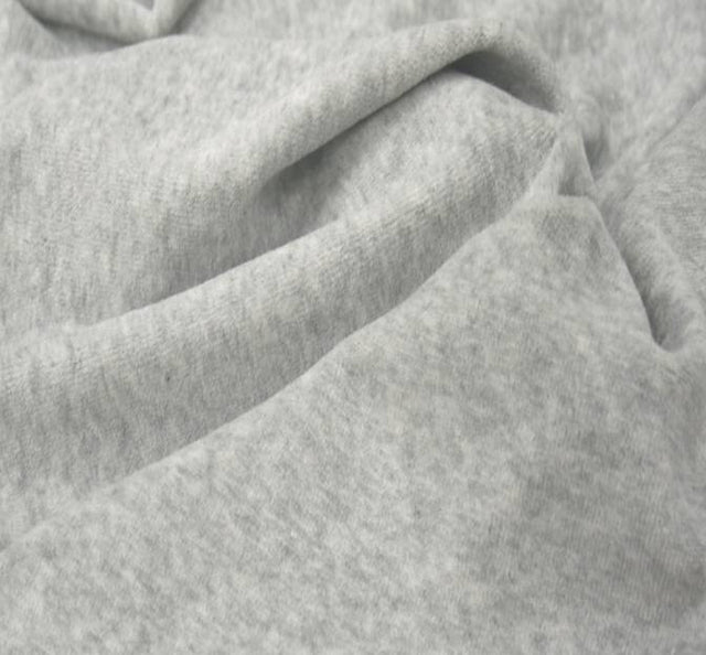 CVC Velour Cotton Polyester Fabric - Solid Heather Gray, 58/60" Width (1 Yard)