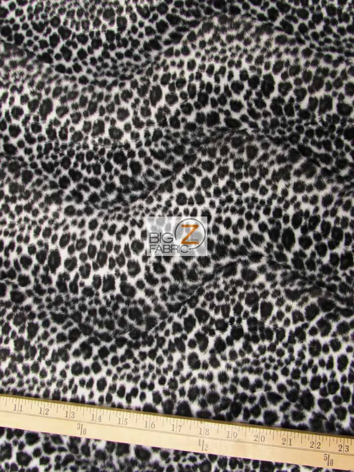 Black/White Snow Cheetah Velboa Faux Fur Fabric