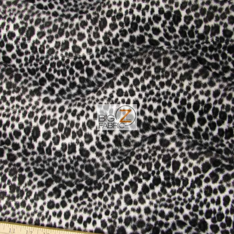 Black/White Snow Cheetah Velboa Faux Fur Fabric