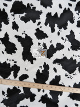 Black/White Velboa Cow Animal Short Pile Fabric