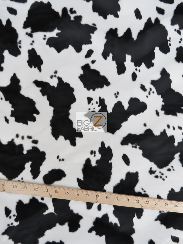 Black/White Velboa Cow Animal Short Pile Fabric