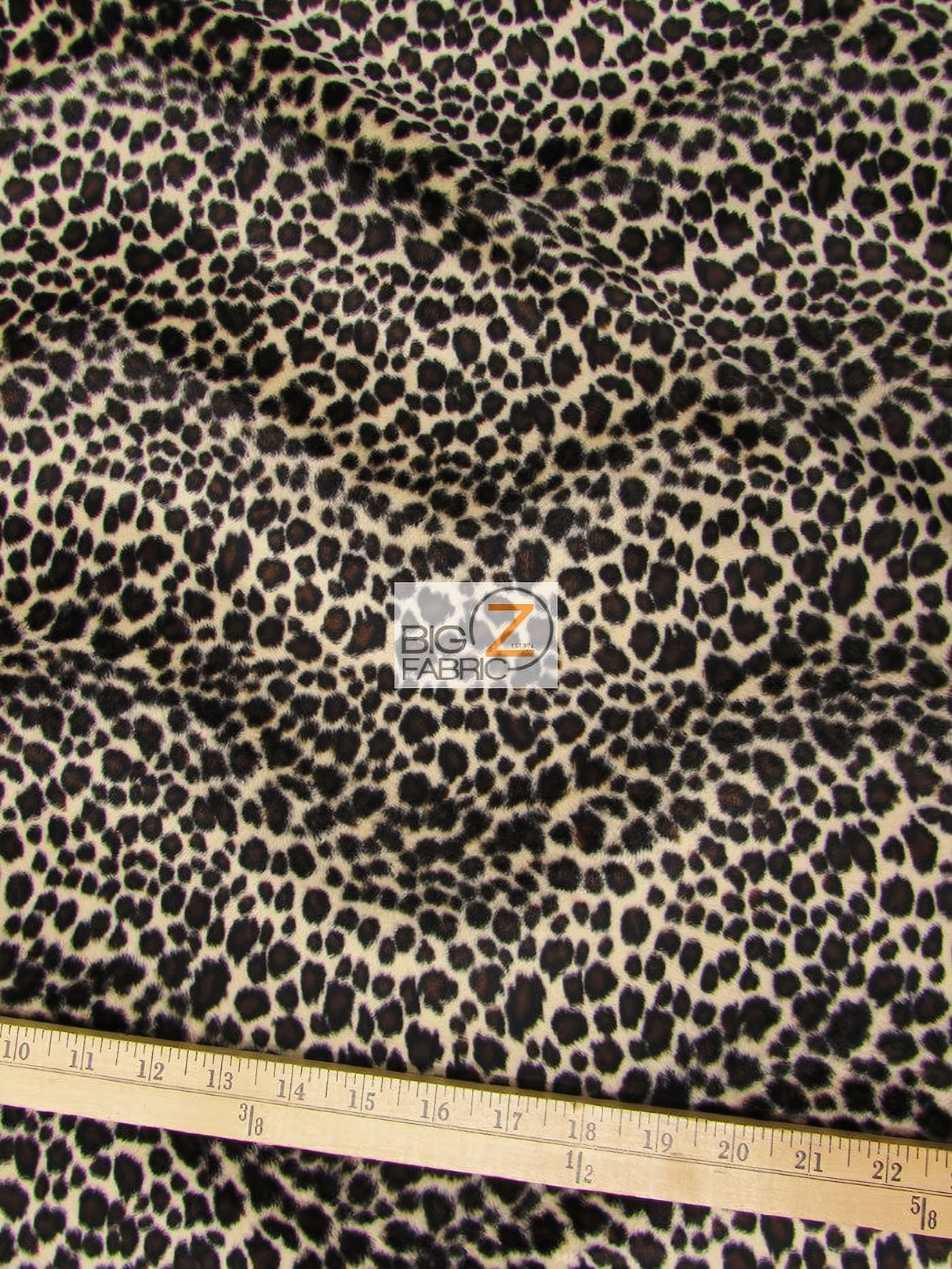 Cream Black Brown Spot Cheetah Velboa Faux Fur Fabric