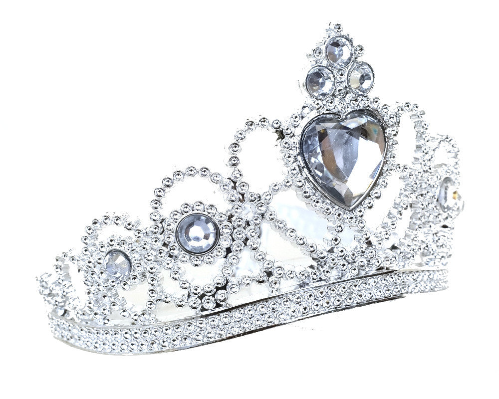 Silver Jeweled Tiara Party Favor - Pack of 12 Plastic Crowns