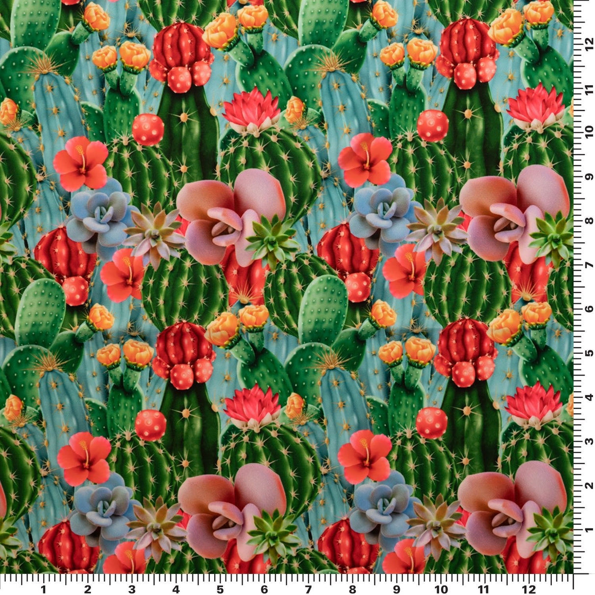 Printed Spandex Cactus Field Fabric
