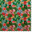 Cactus Field Printed Spandex Nylon Spandex Fabric - Blue Cactus Print, 55/56" Width (1 Yard)