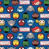 Quilting Cotton Marvel Kawaii II Hero Faces and Logo
