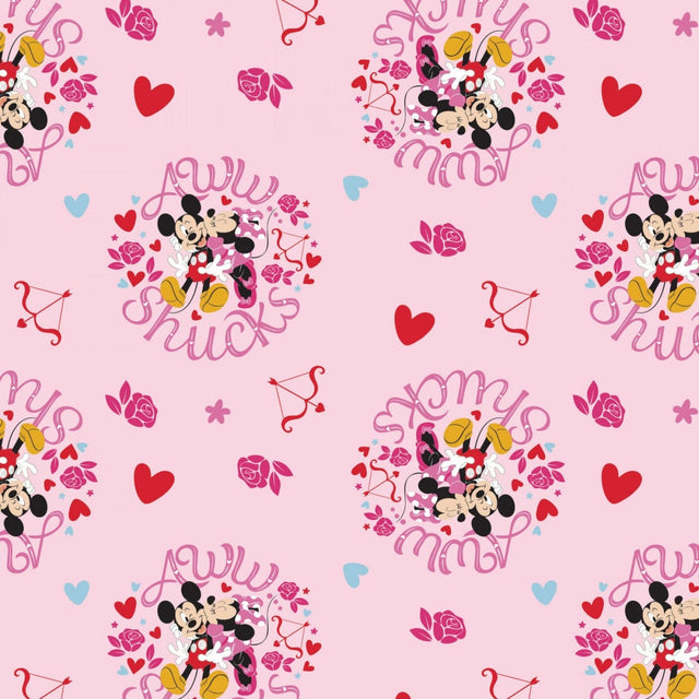 Quilting Cotton Mickey and Minnie Pink Valentine's Day Camelot Fabrics