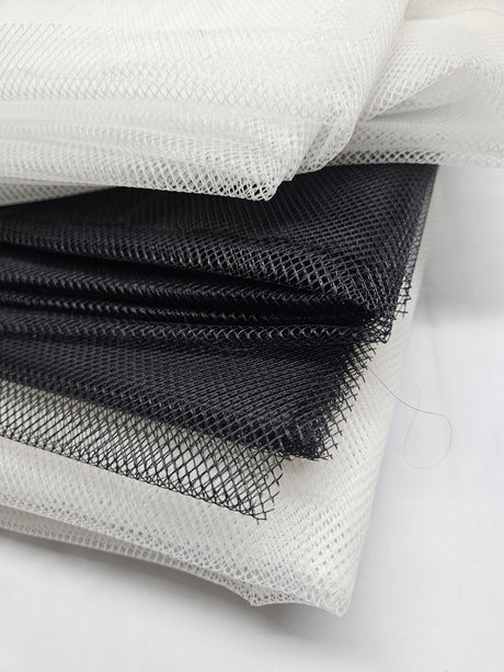 Cancan Net Nylon Fabric - Black, White, Ivory, Rolled On Tube (1 Yard)