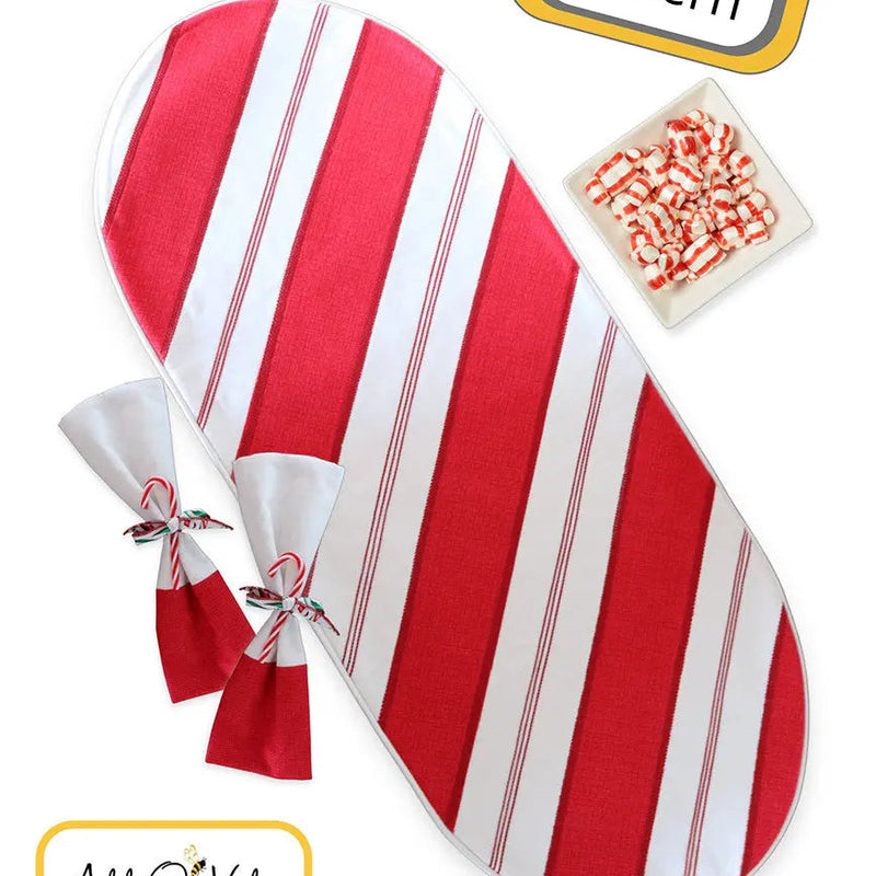 Serger Pattern Candy Cane Table Runner & Napkins