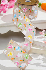 2.5"x 10 Yards Light Canvas Rabbit Eggs Ribbon Rustic Whimsical Easter Craft Ribbon
