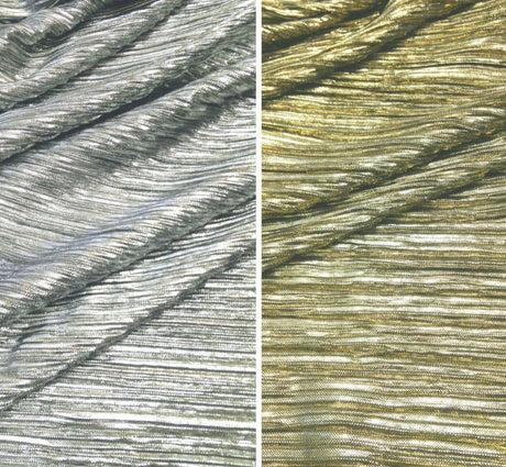Crush Lame Metallic Polyester Fabric - Metallic Crease Crinkled, 52" Width (1 Yard)