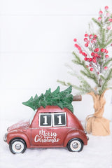 11.5” Resin Countdown Calendar Holiday Truck with Christmas Tree