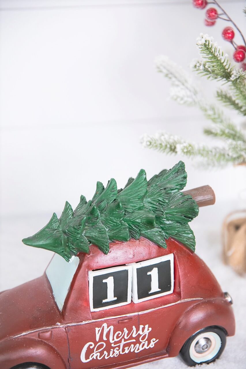 11.5” Resin Countdown Calendar Holiday Truck with Christmas Tree