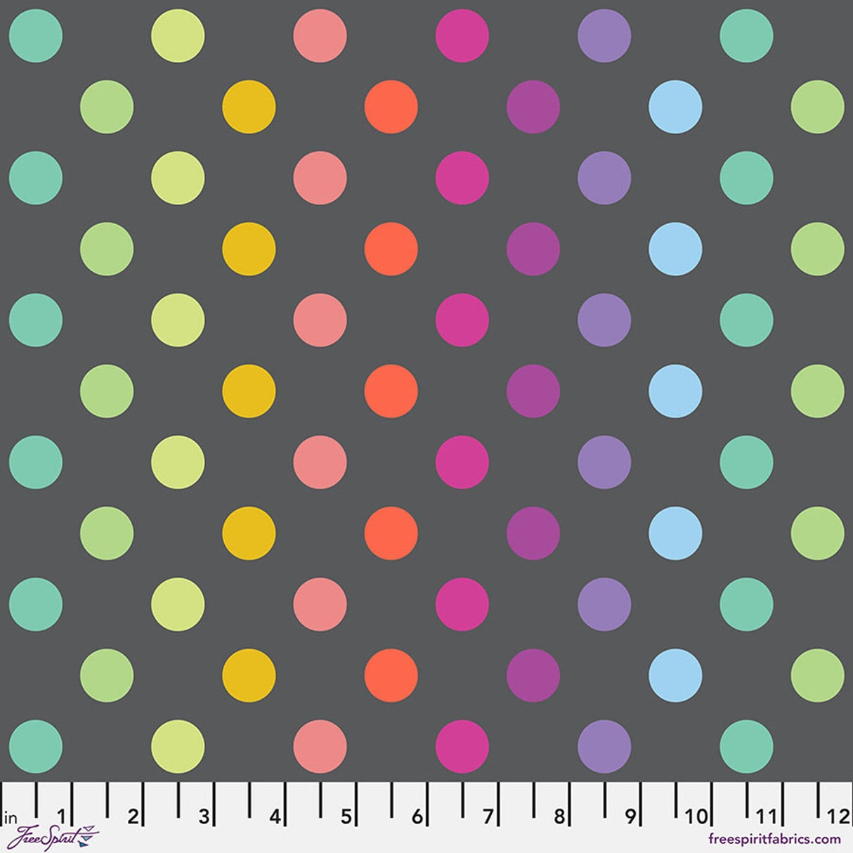 Cotton Fabric Carbon Disco Poms True Colors 43/44"
