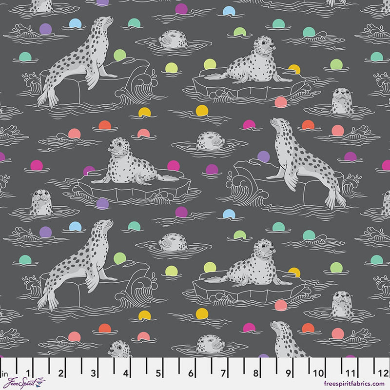 Cotton Fabric Carbon Seal the Deal Graywork 43/44"
