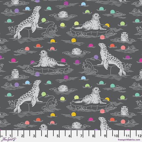 Cotton Fabric Carbon Seal the Deal Graywork 43/44"