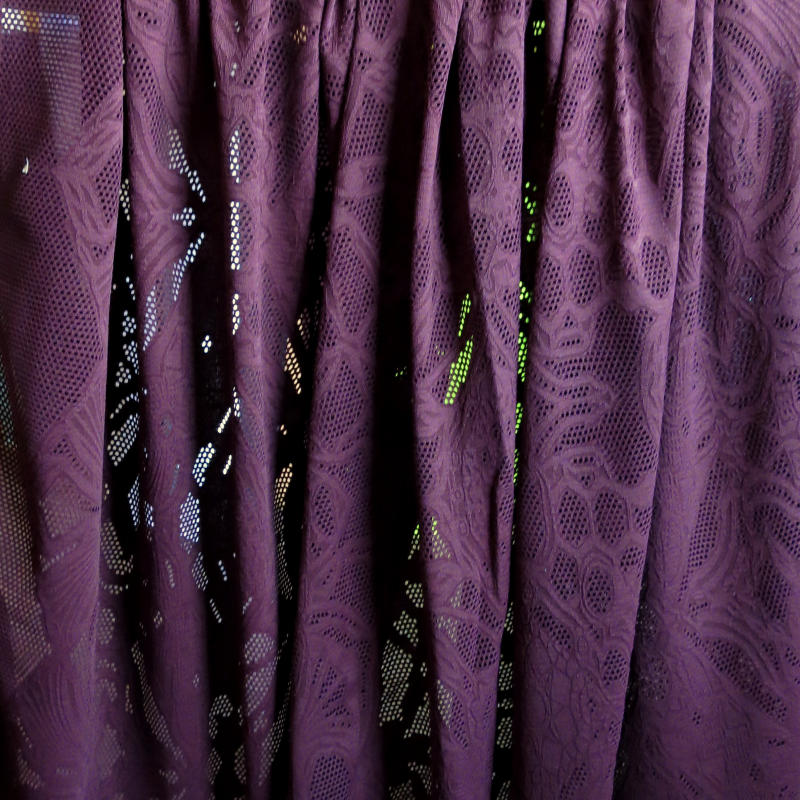Poly Lycra Mesh Fabric Carbon Merlot Floral 4-Way Stretch