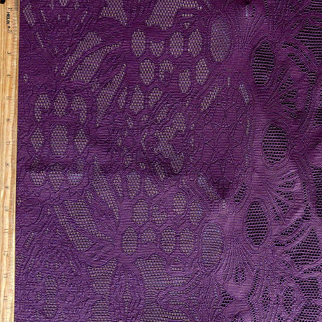 Poly Lycra Mesh Fabric Carbon Merlot Floral 4-Way Stretch