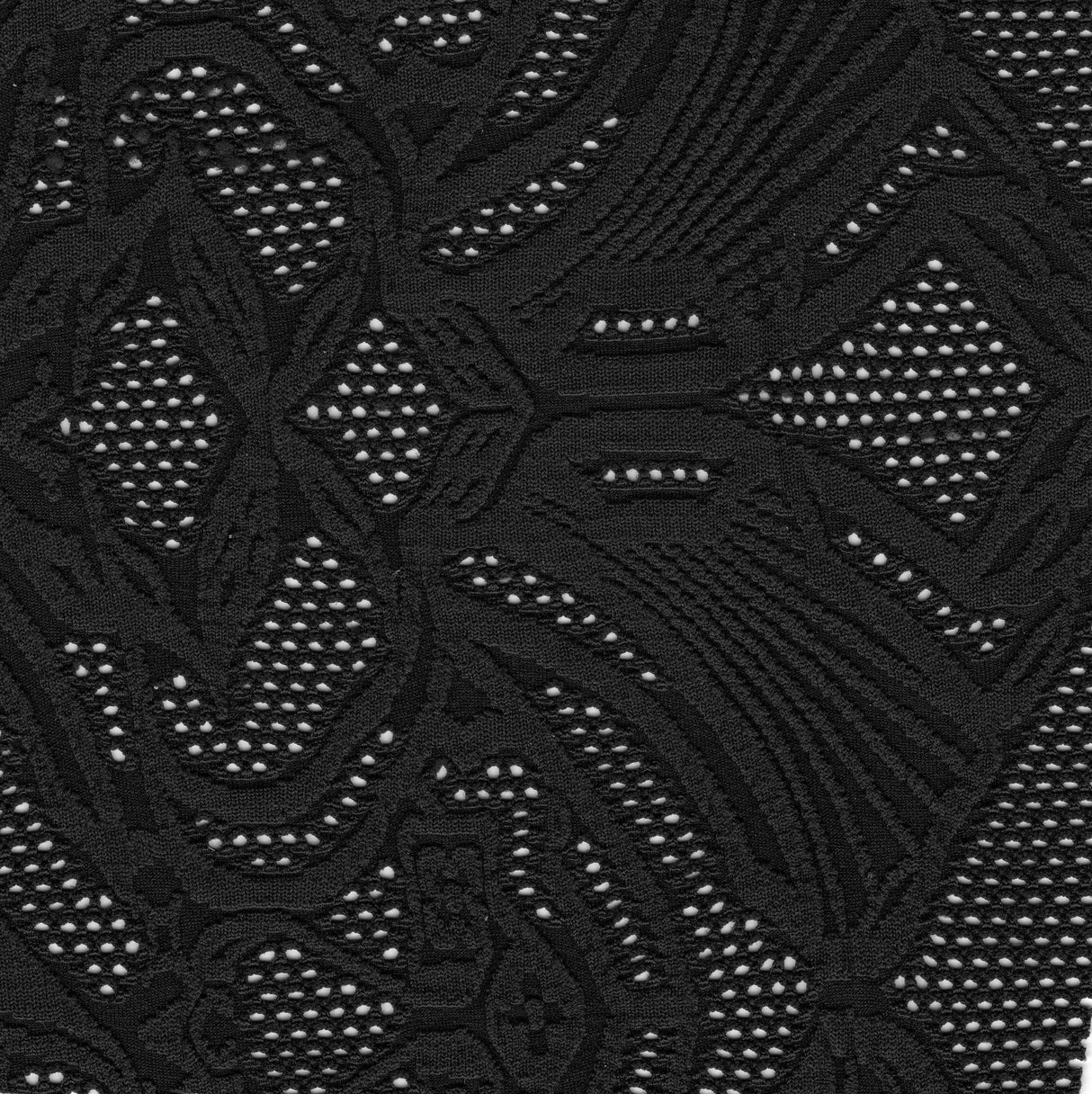 Poly Lycra Mesh Fabric Carbon Black Floral