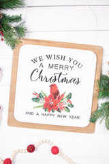 16” Wood & Metal Wish You A Merry Christmas Wall Decor