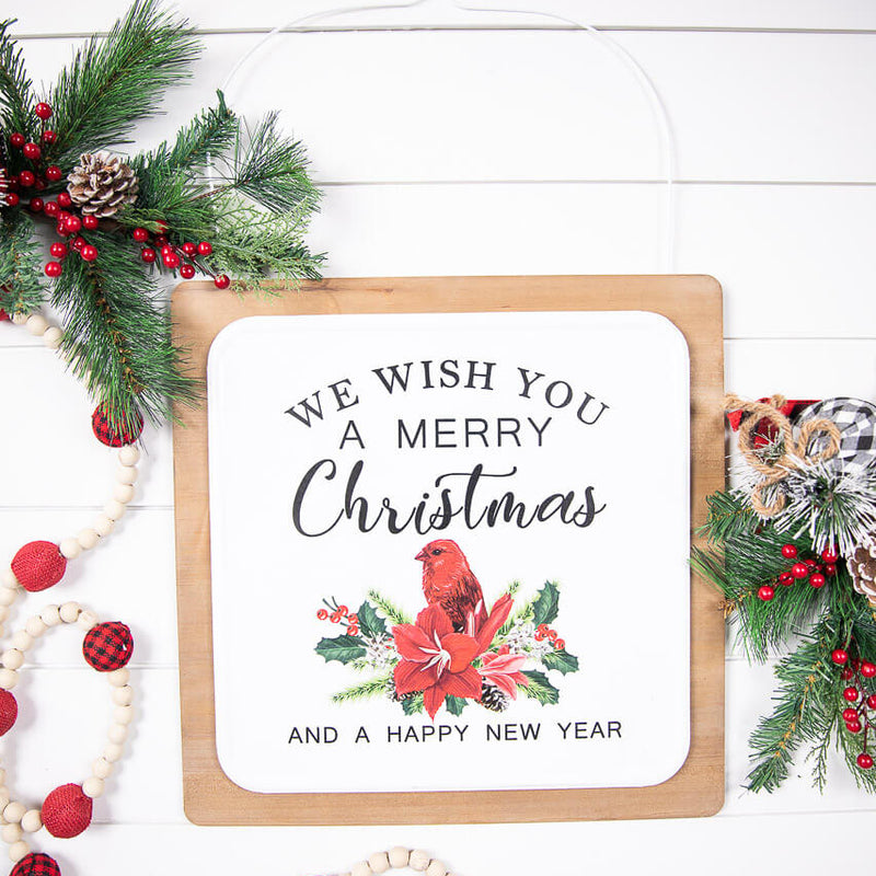 16” Wood & Metal Wish You A Merry Christmas Wall Decor