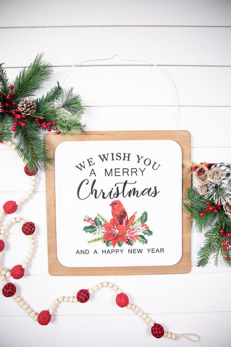 16” Wood & Metal Wish You A Merry Christmas Wall Decor
