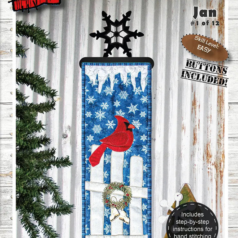 Cardinal Flurries with Buttons Pattern