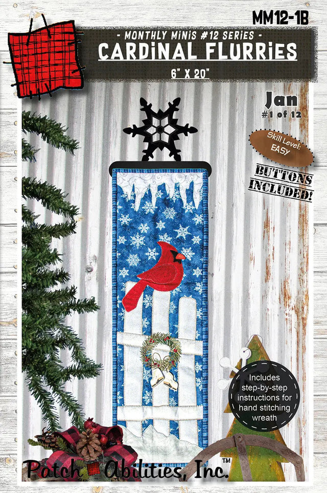Cardinal Flurries with Buttons Pattern