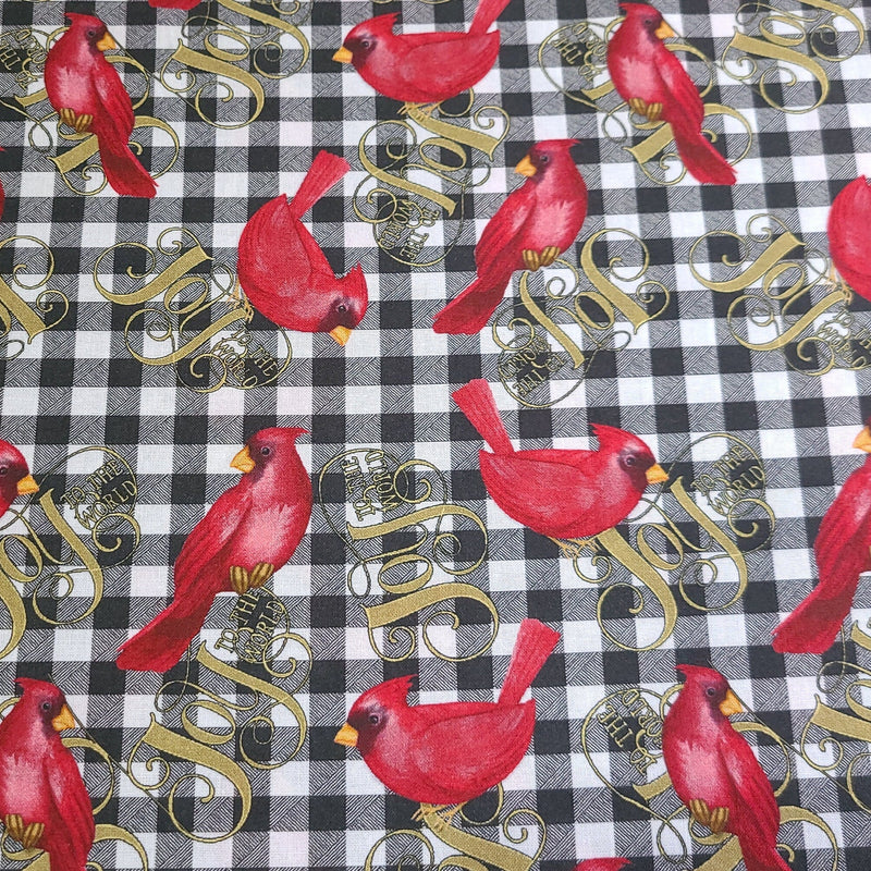 Quilting Cotton Cardinal Elegance Joy To The World