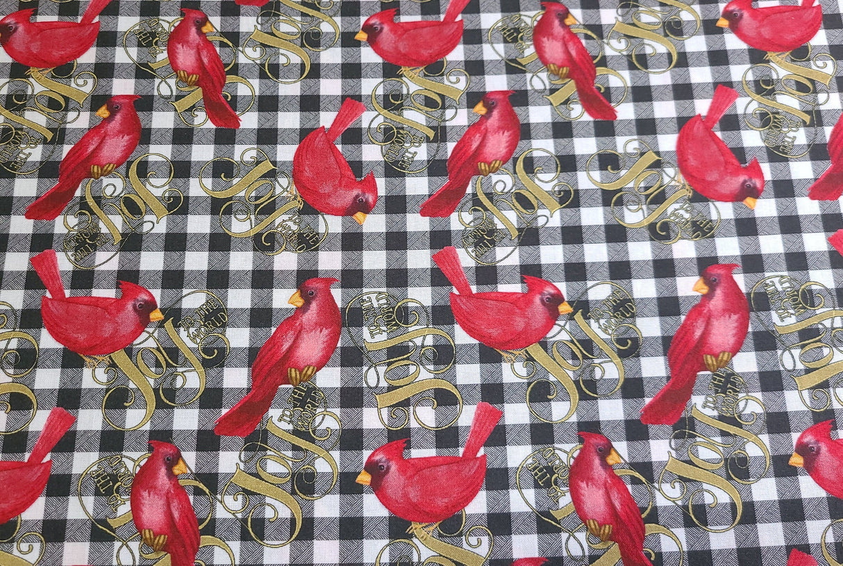 Quilting Cotton Cardinal Elegance Joy To The World