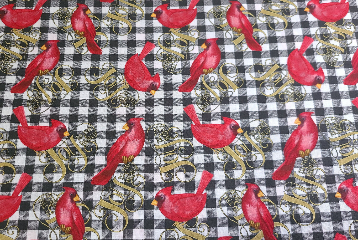 Quilting Cotton Cardinal Elegance Joy To The World