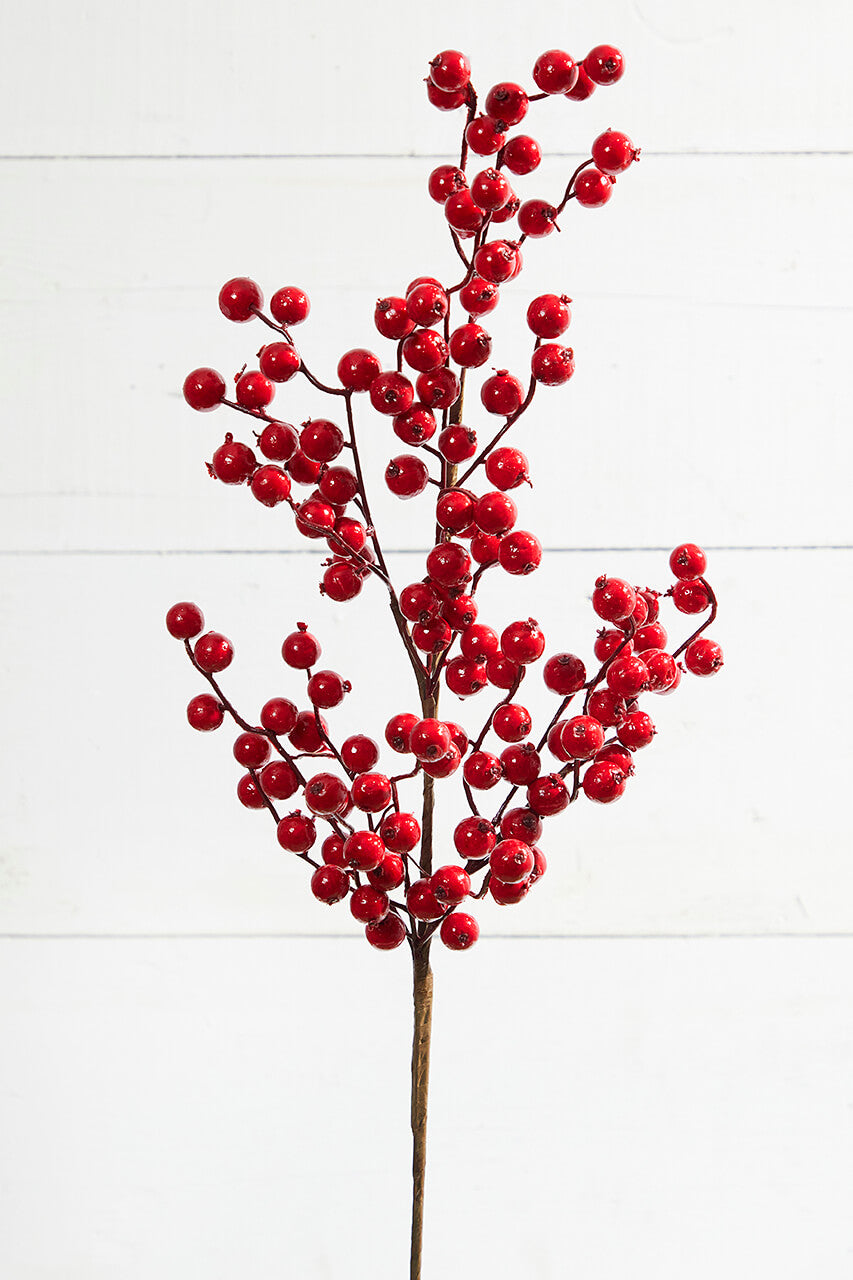 29” Cardinal Red Crabapple Christmas Spray